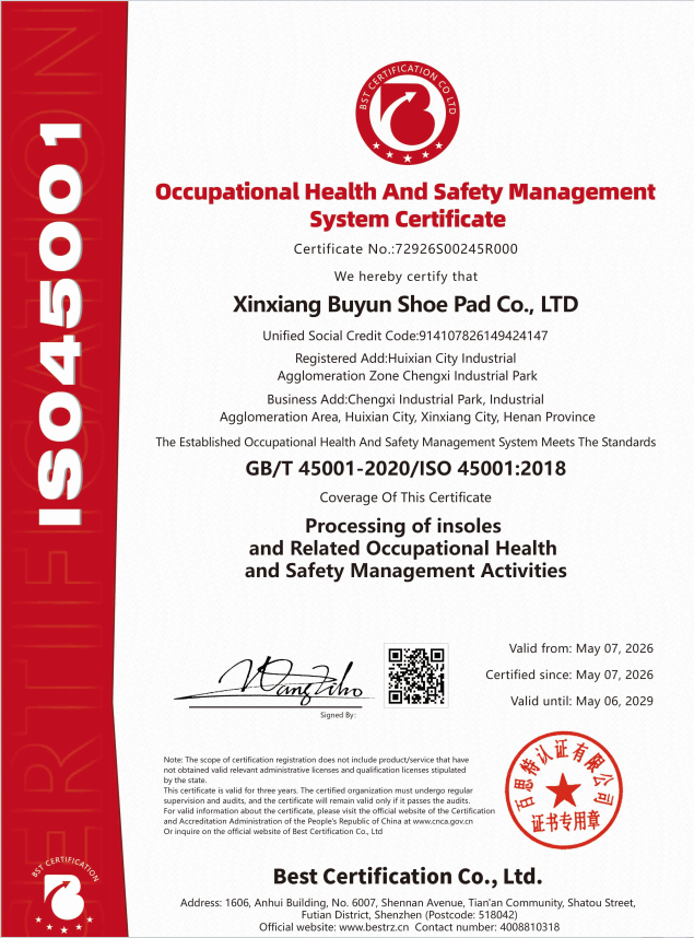 ISO 45001 Occupational Health and Safety Management System Certificate